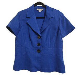 Studio I Petite Blue Short Sleeve Button Blazer Size 14P